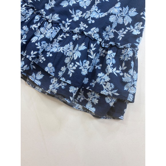 J. Crew Navy Floral Tiered Ruffle Mini Skirt Size Medium Boho Chic Cottagecore - Picture 7 of 11